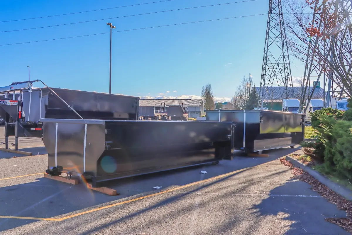 Roll-off dumpster ready for waste disposal at job site for Estate Cleanout Dumpster Rental in Skidaway Island